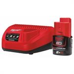 BATTERIA+CARICABATT. MILWAUKEE M12NRG-201 12V 2AH LITIO