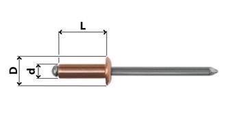 RIVETTI RAME NATURALE 3 X 7 x 6