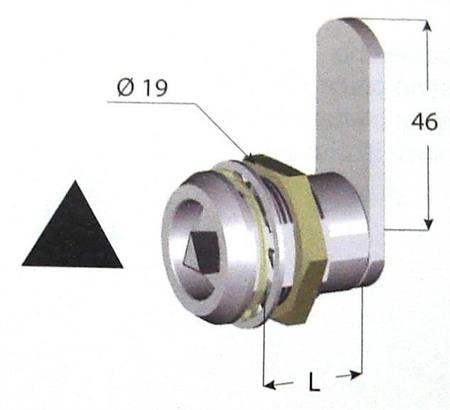 SERRATURA PER QUADRI ELETTRICI    S/CHIAVE(IMPRONTA TRIANGOLARE)